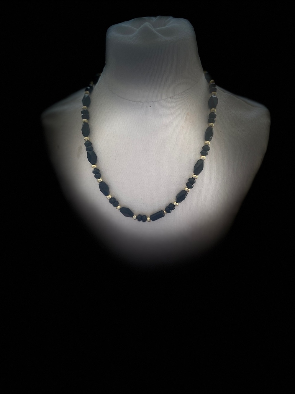 Vintage Trifari Elegant Black and Gold Beaded Necklace